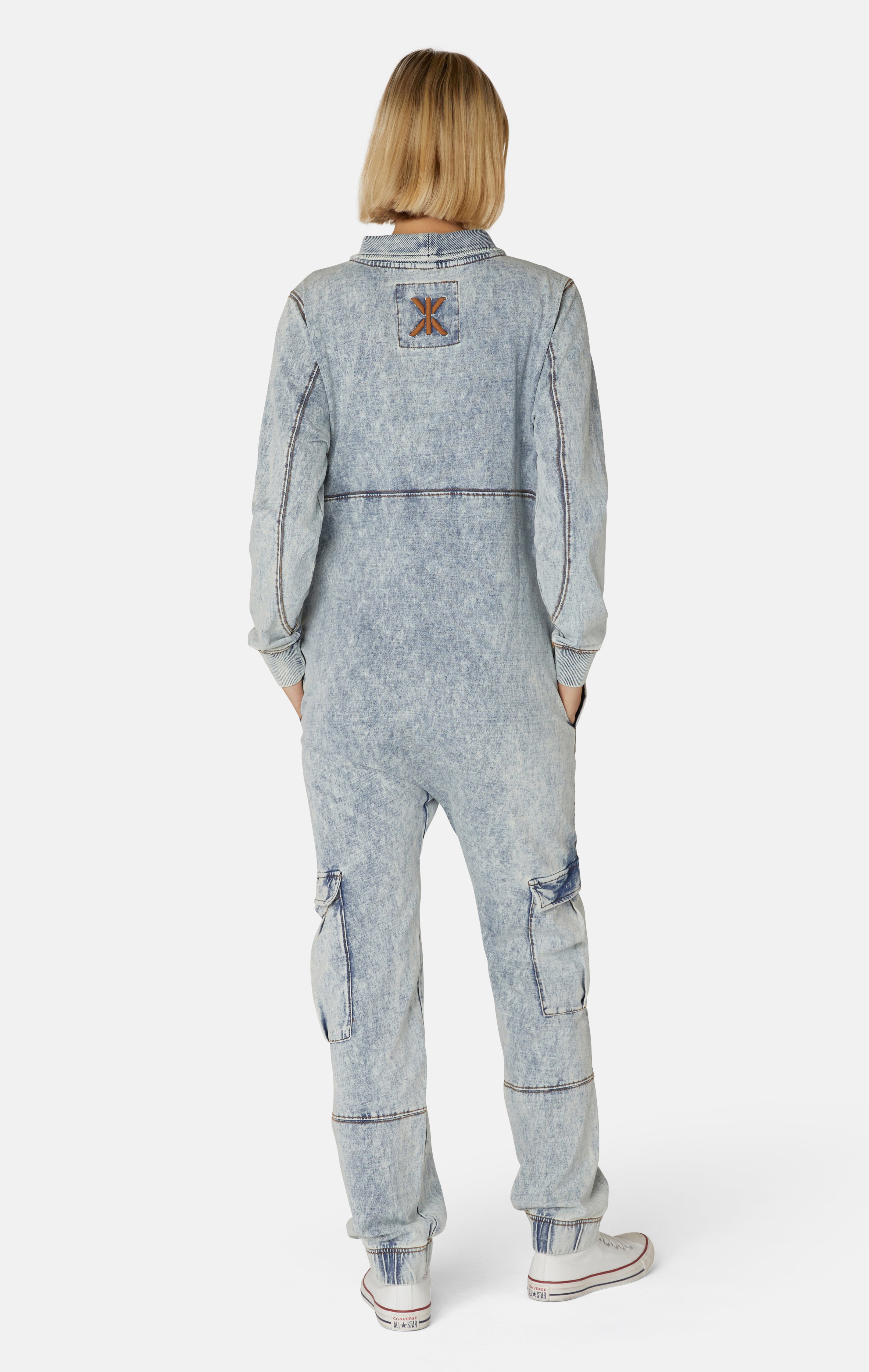 Soft Stretch Denim Jumpsuit Blue