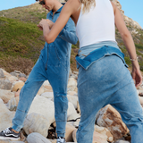 Soft Stretch Denim Jumpsuit Blue