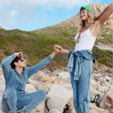 Soft Stretch Denim Jumpsuit Blue