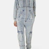 Soft Stretch Denim Jumpsuit Blue