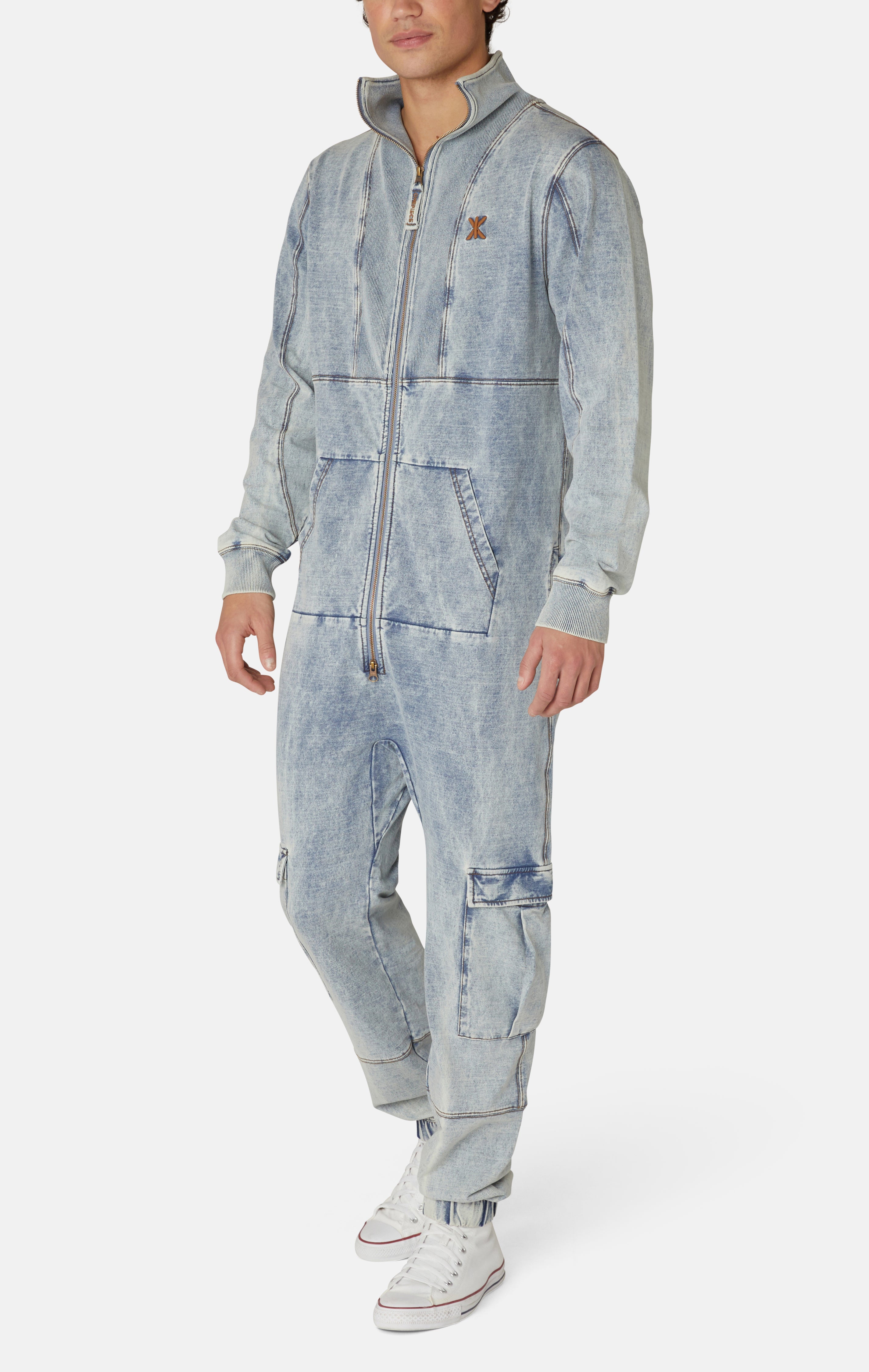Soft Stretch Denim Jumpsuit Blue