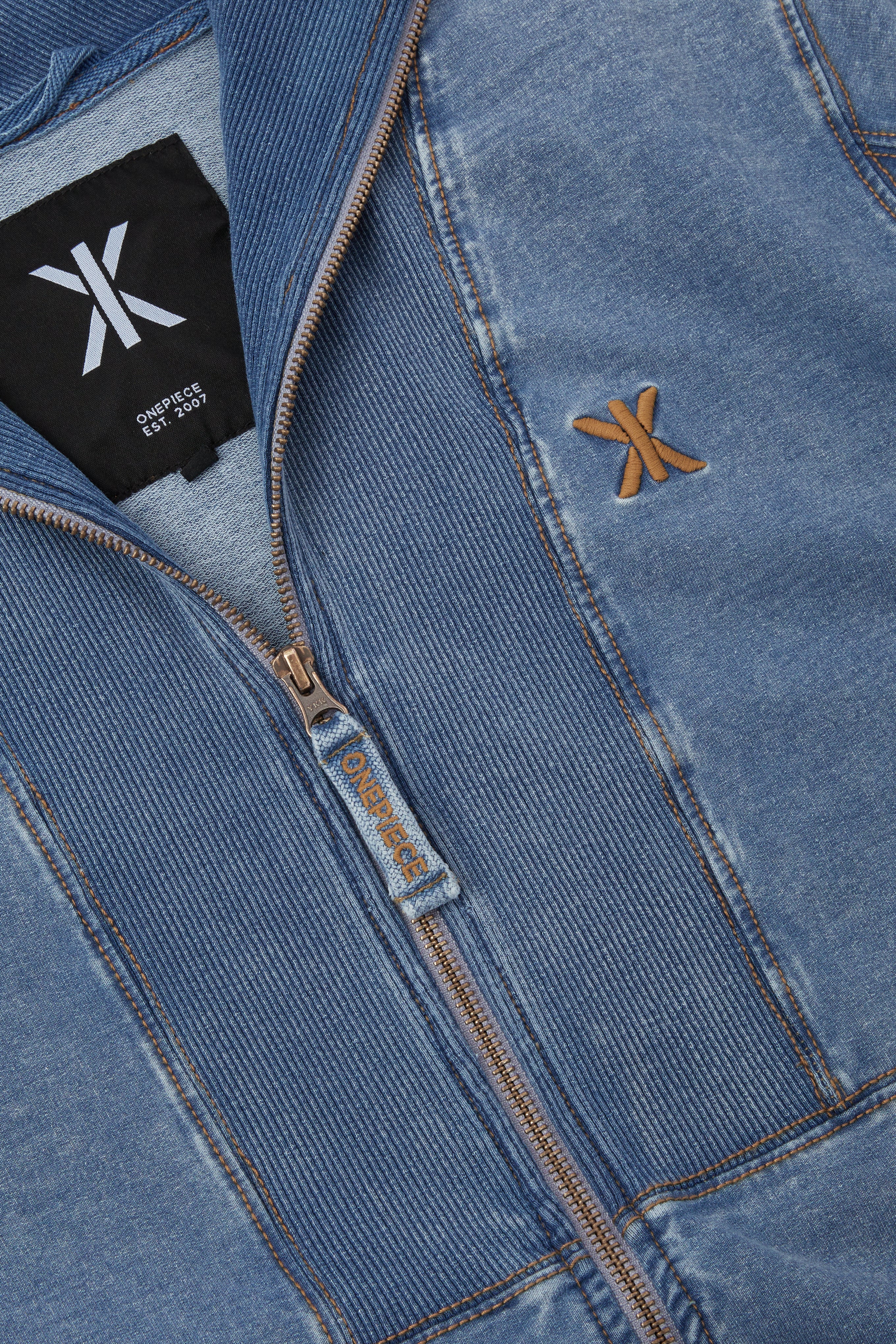 Soft Stretch Denim Jumpsuit Blue