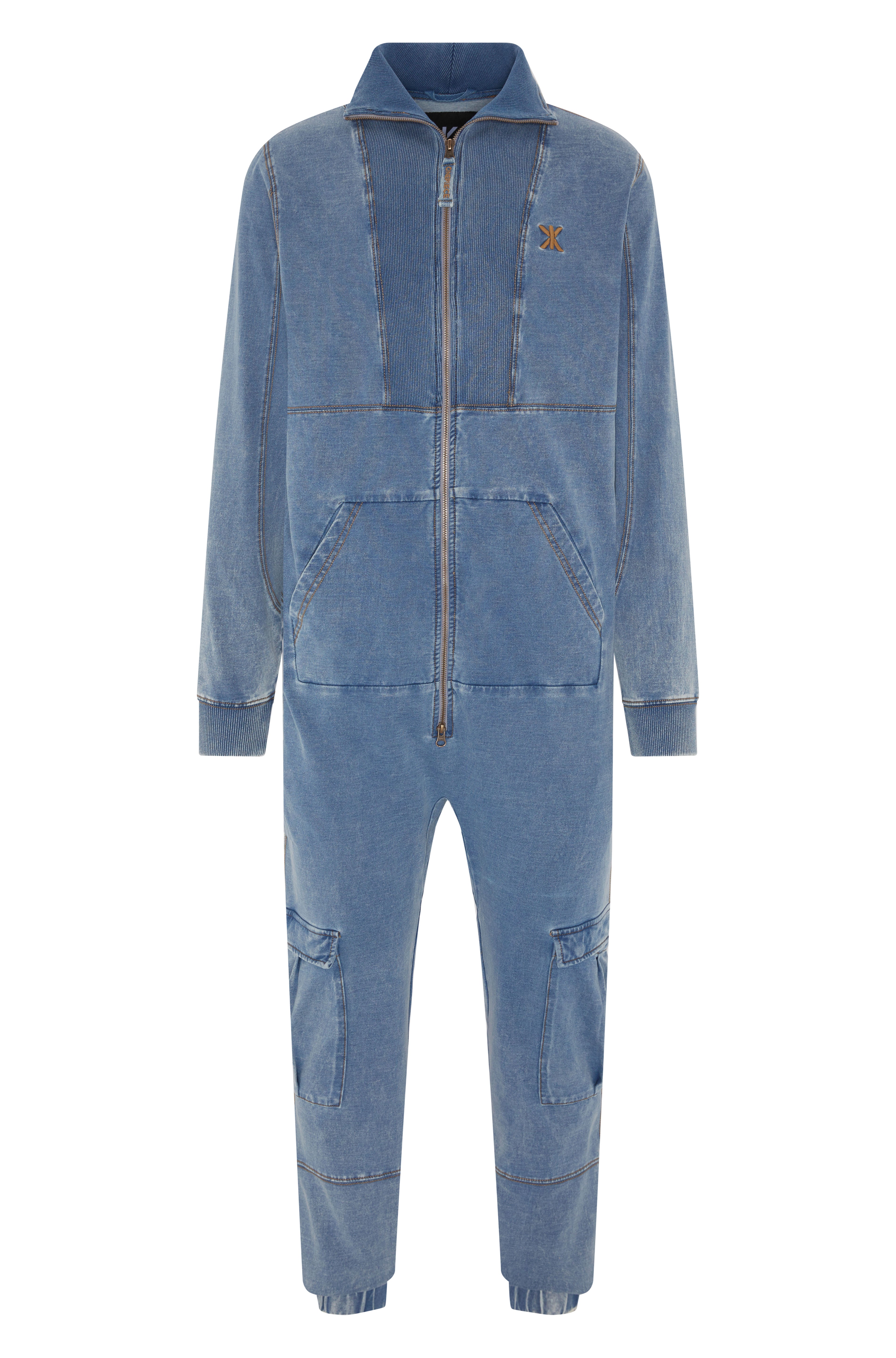 Soft Stretch Denim Jumpsuit Blue