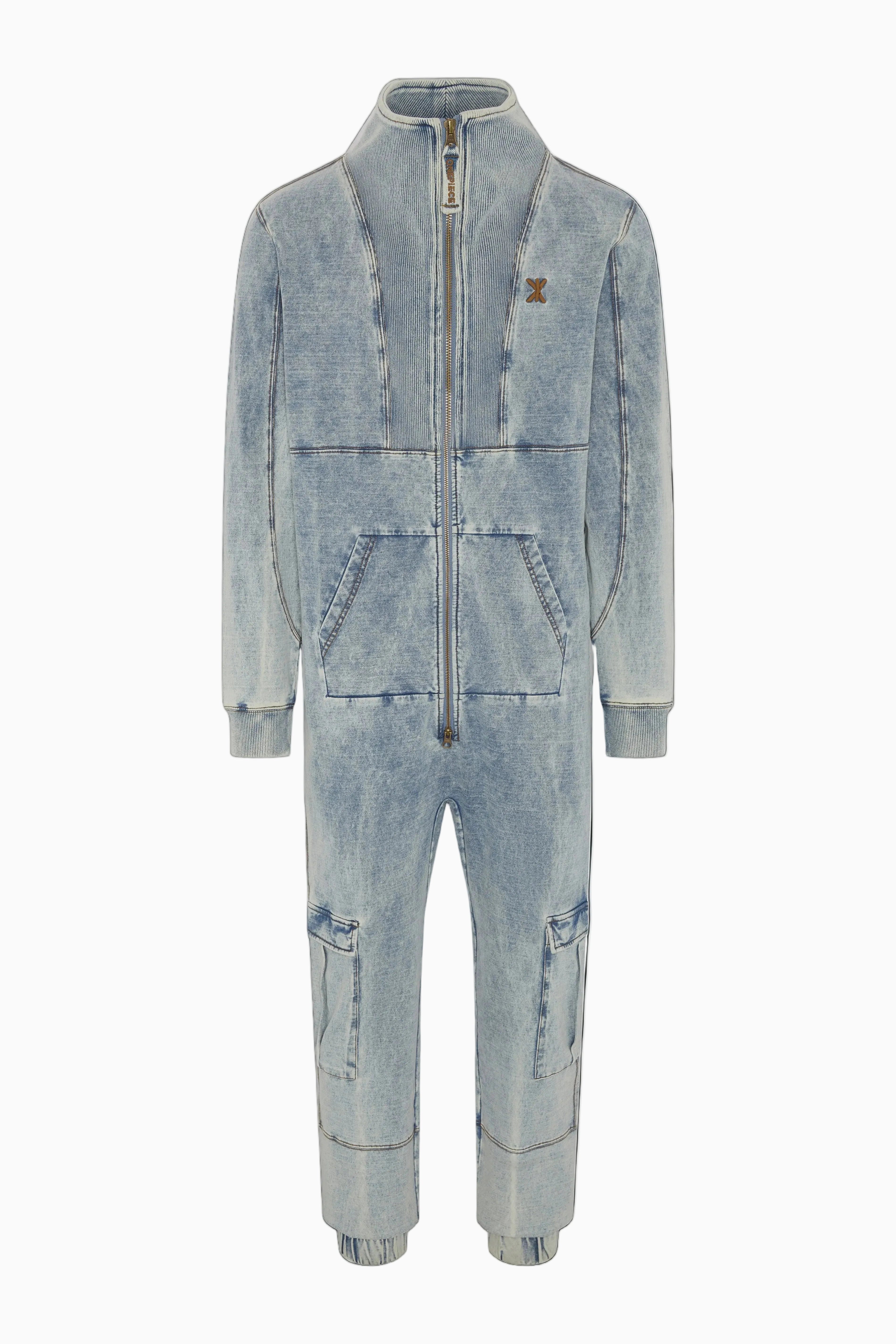 Soft Stretch Denim Jumpsuit Blue