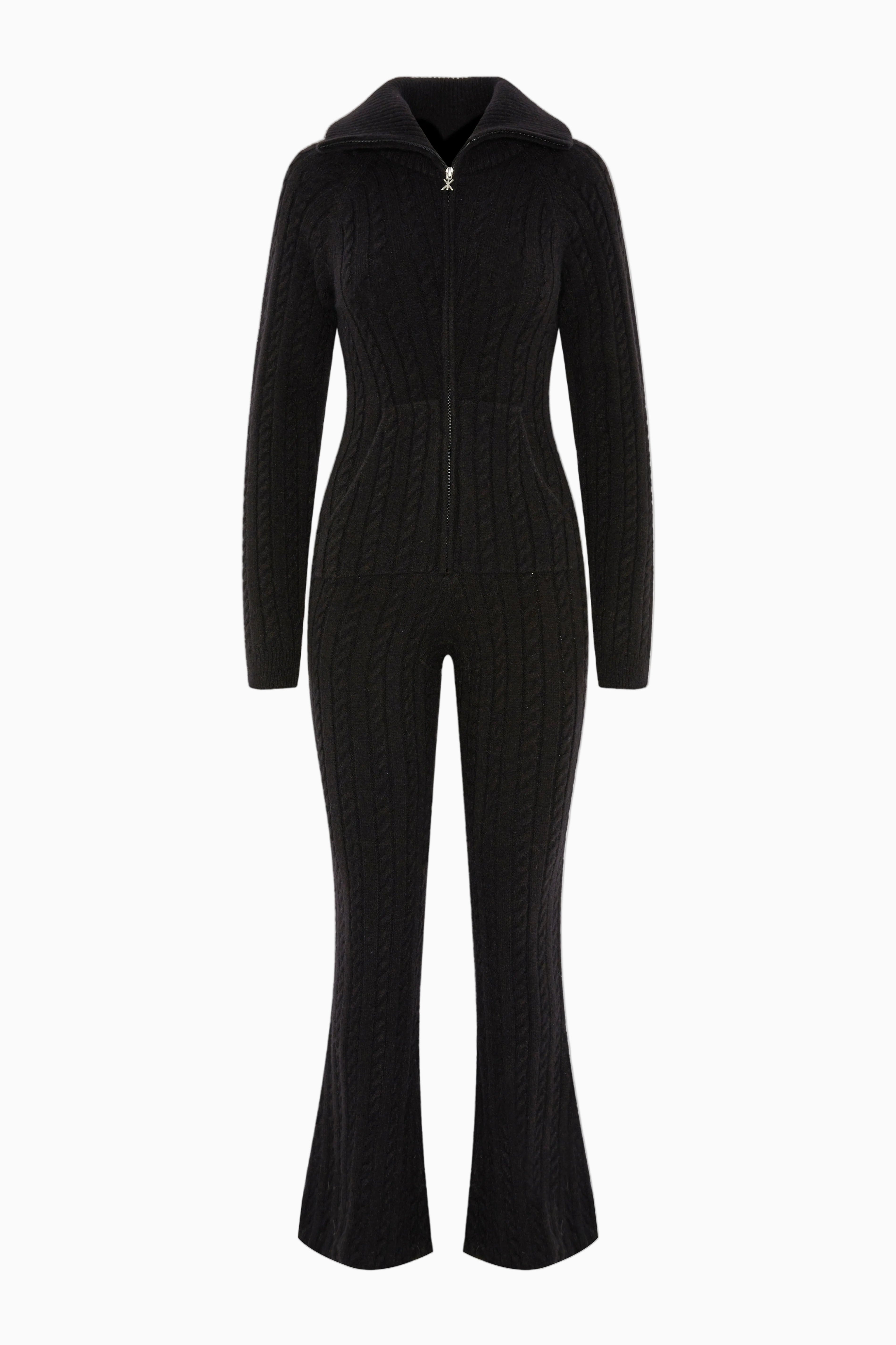 Cable Fitted Jumpsuit Black