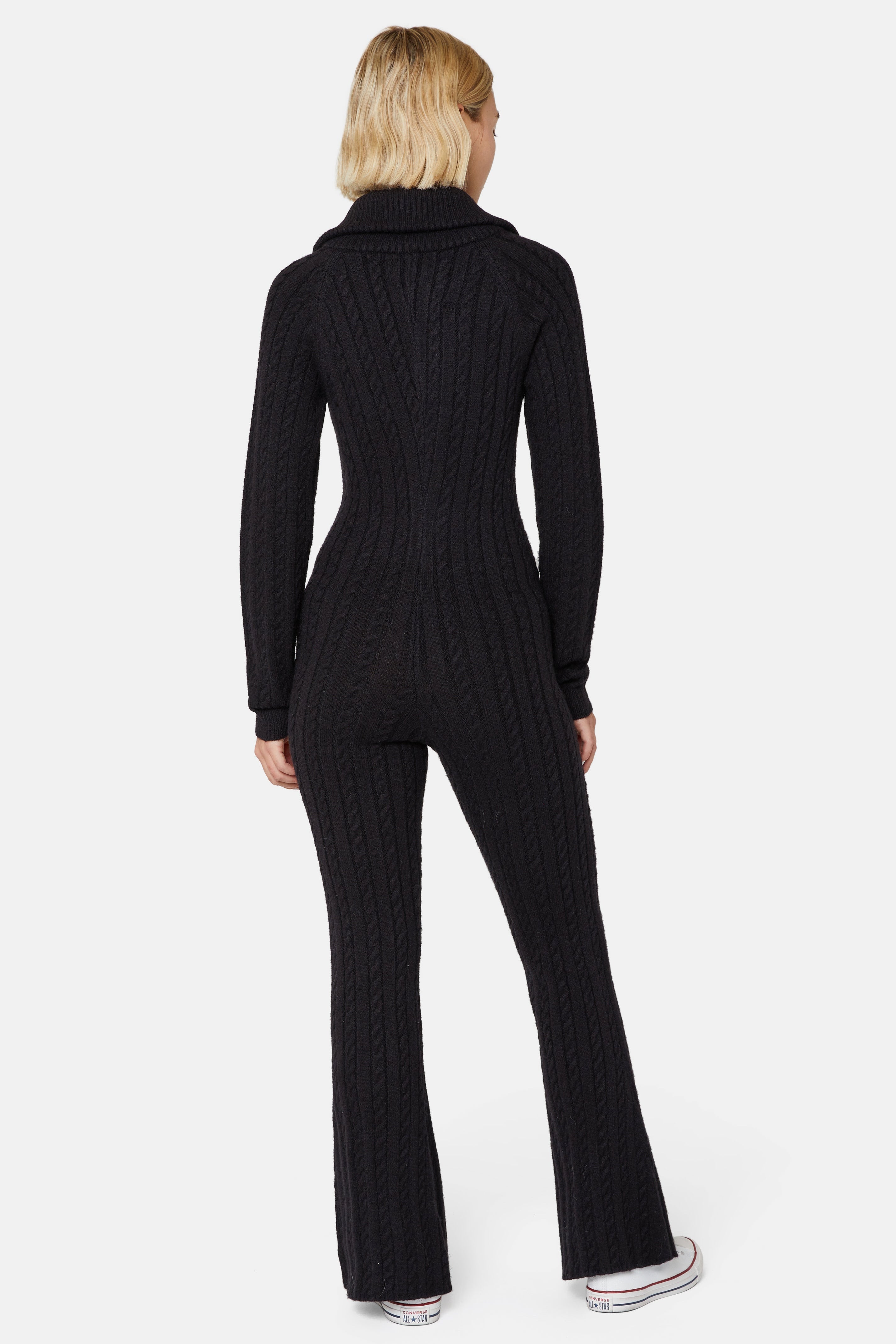Cable Fitted Jumpsuit Black