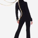 Cable Fitted Jumpsuit Black