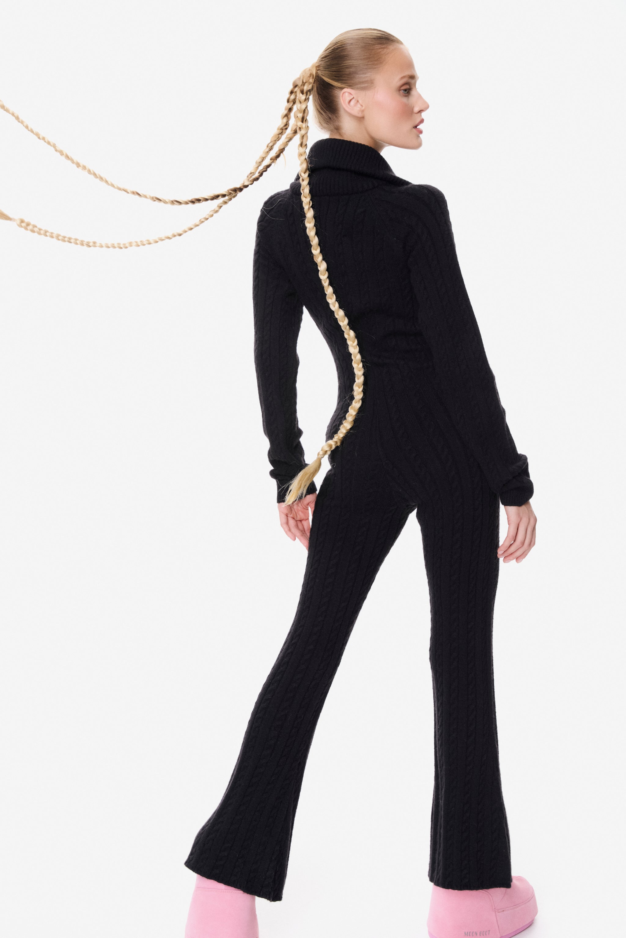 Cable Fitted Jumpsuit Black