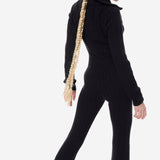 Cable Fitted Jumpsuit Black