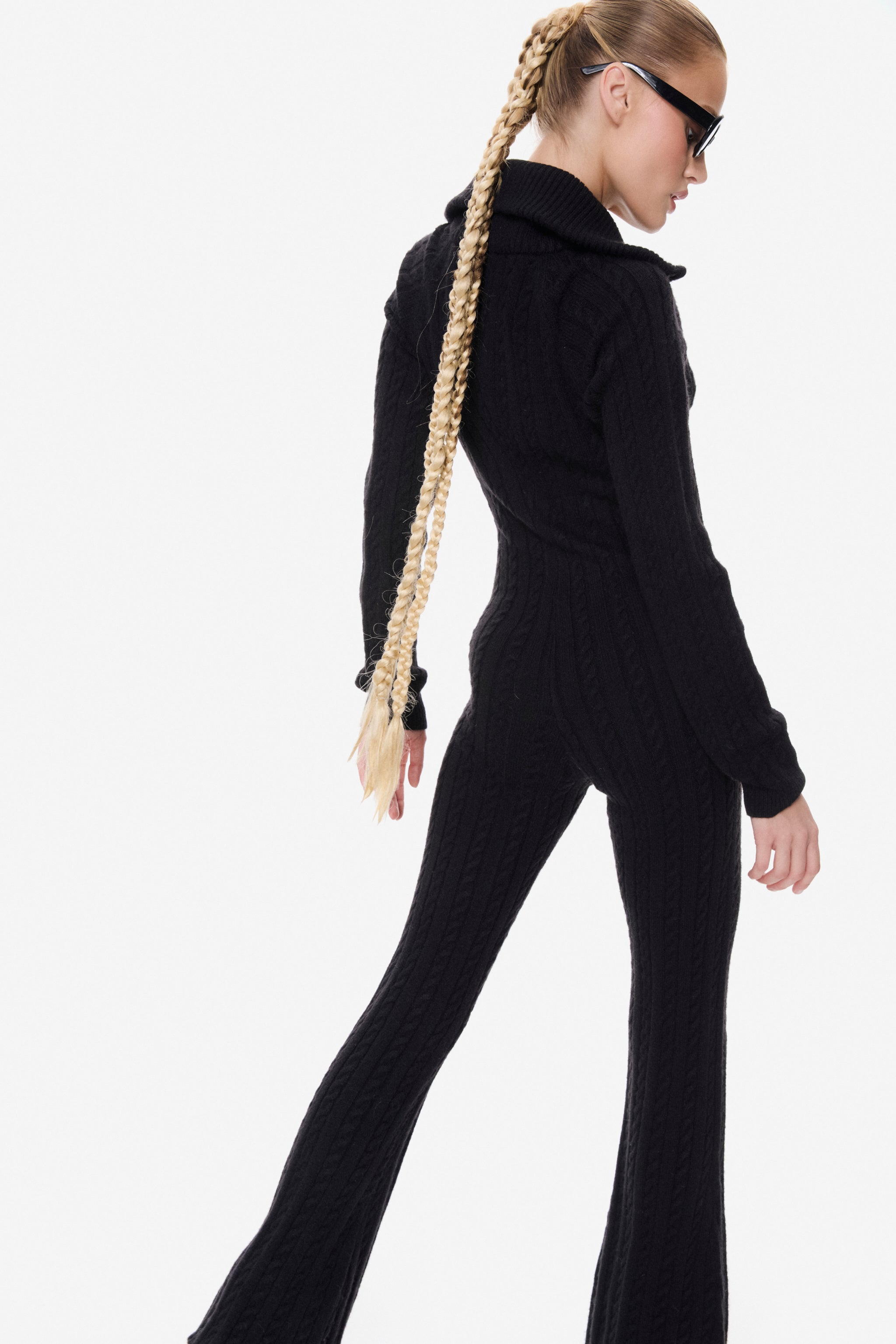 Cable Fitted Jumpsuit Black