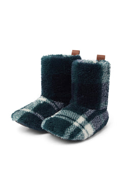 Puppy Slippers Green Check