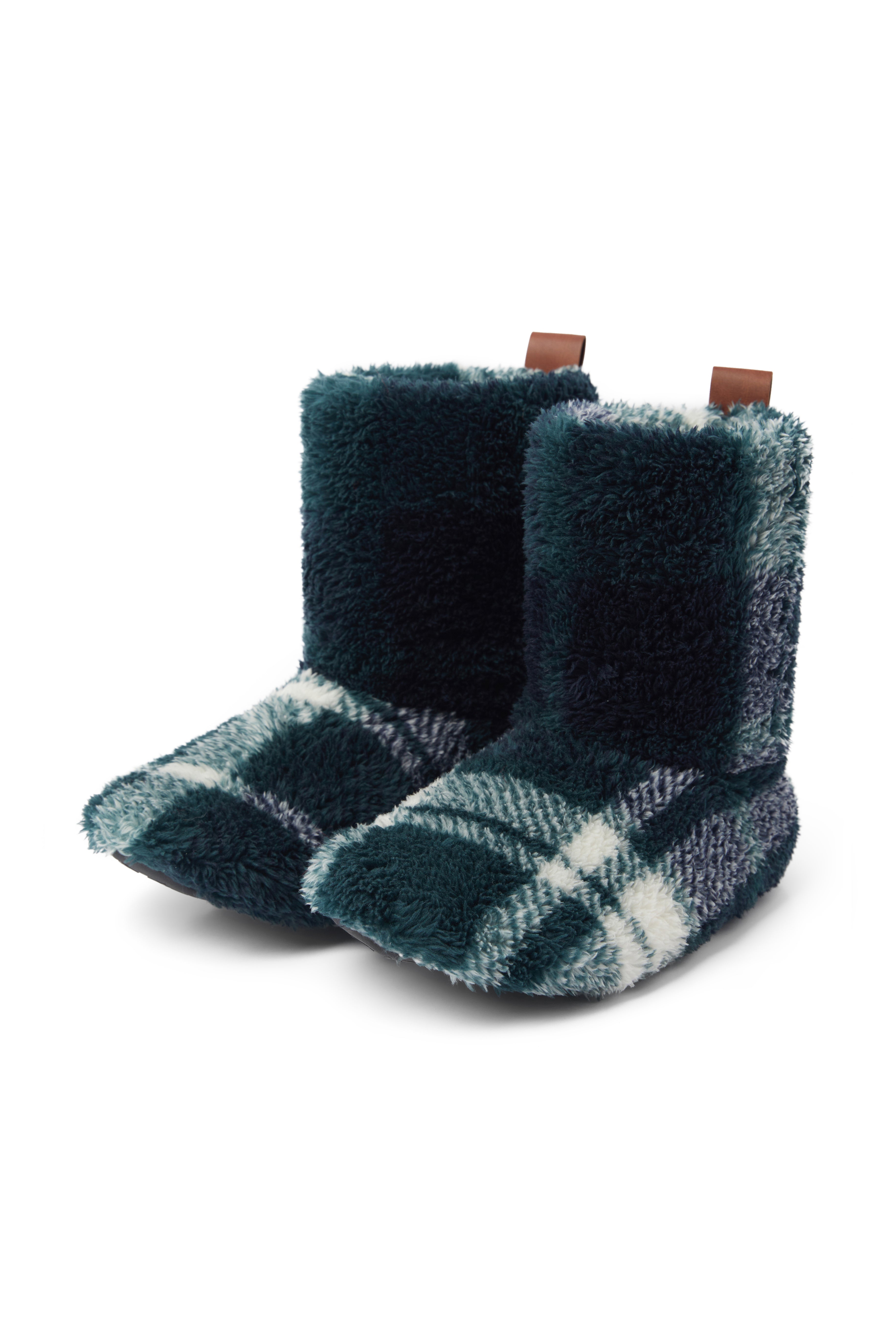 Puppy Slippers Green Check