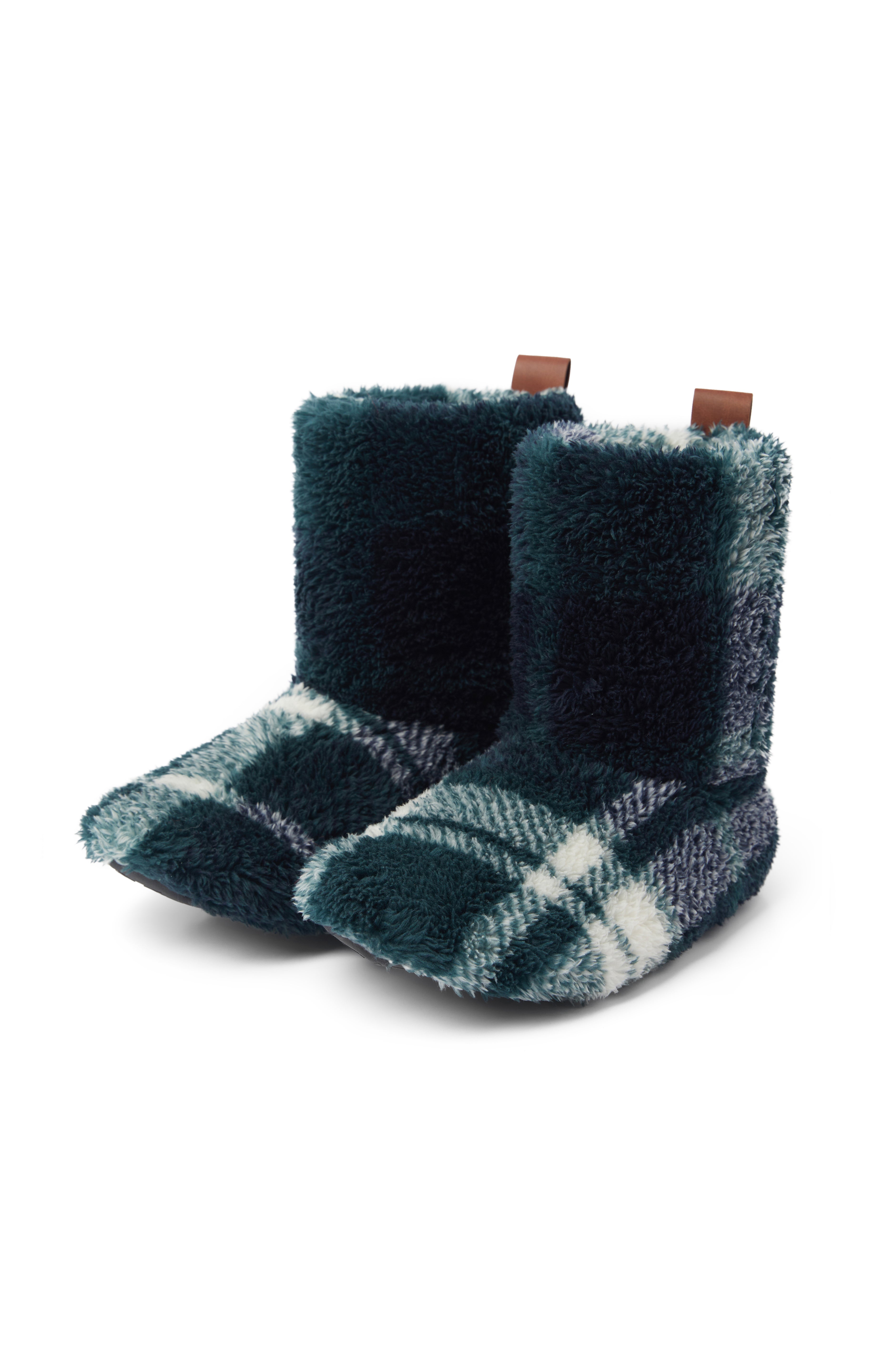 Puppy Slippers Green Check