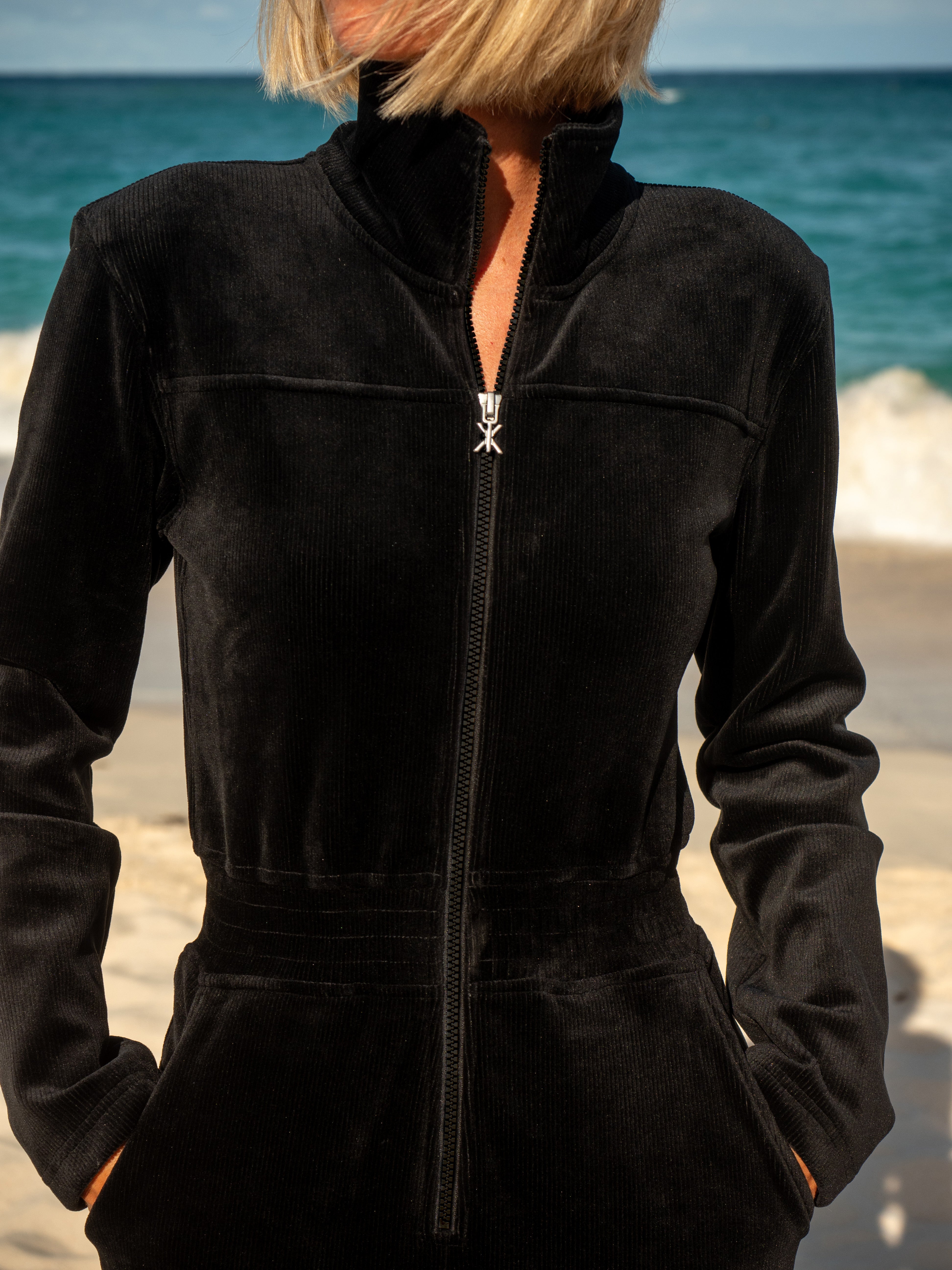 Cord Loose Jumpsuit Black
