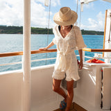 Crochet Fitted Short Jumpsuit White