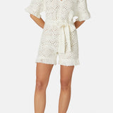 Crochet Fitted Short Jumpsuit White