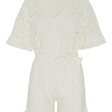 Crochet Fitted Short Jumpsuit White