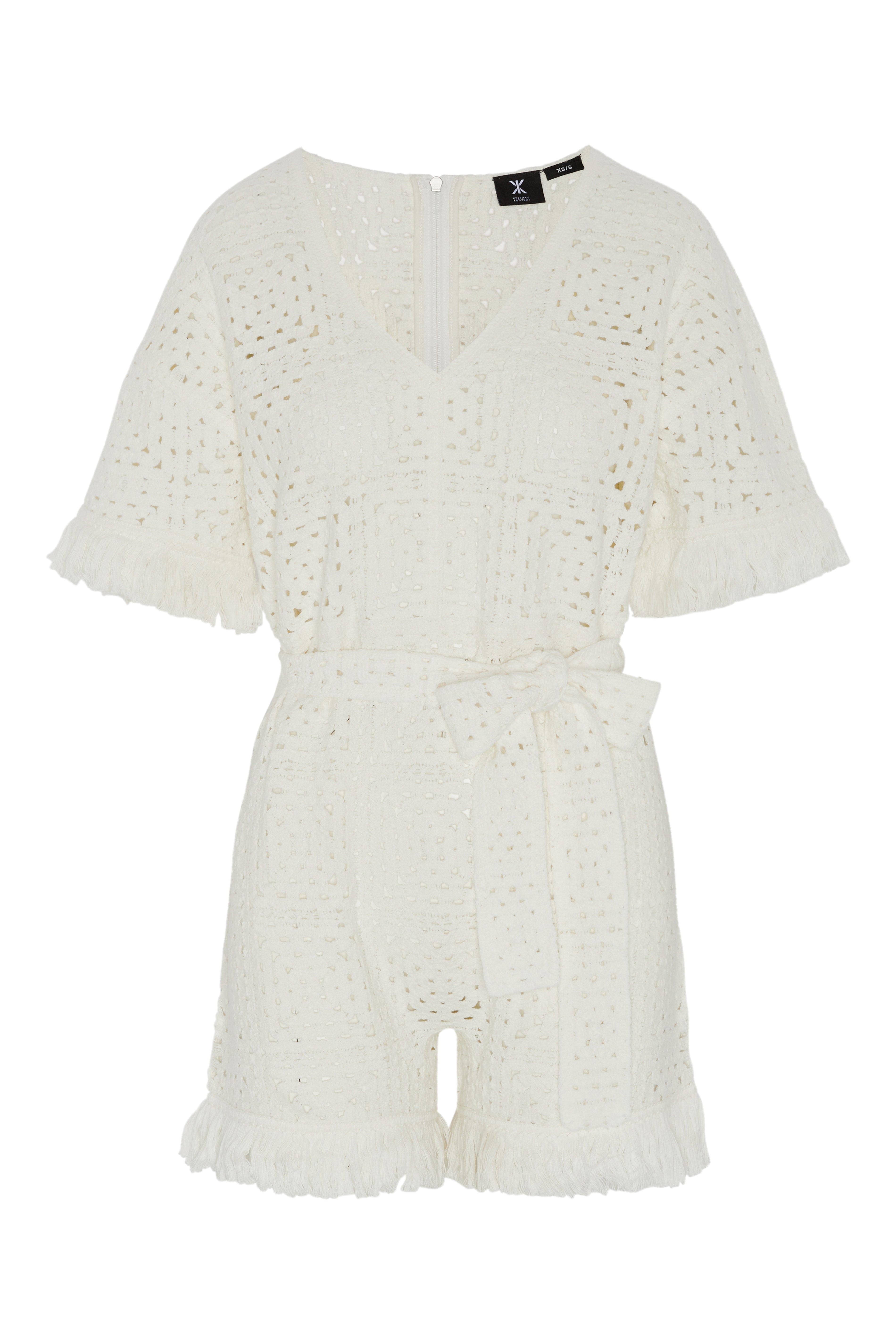 Crochet Fitted Short Jumpsuit White
