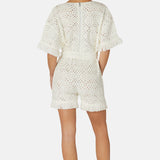 Crochet Fitted Short Jumpsuit White