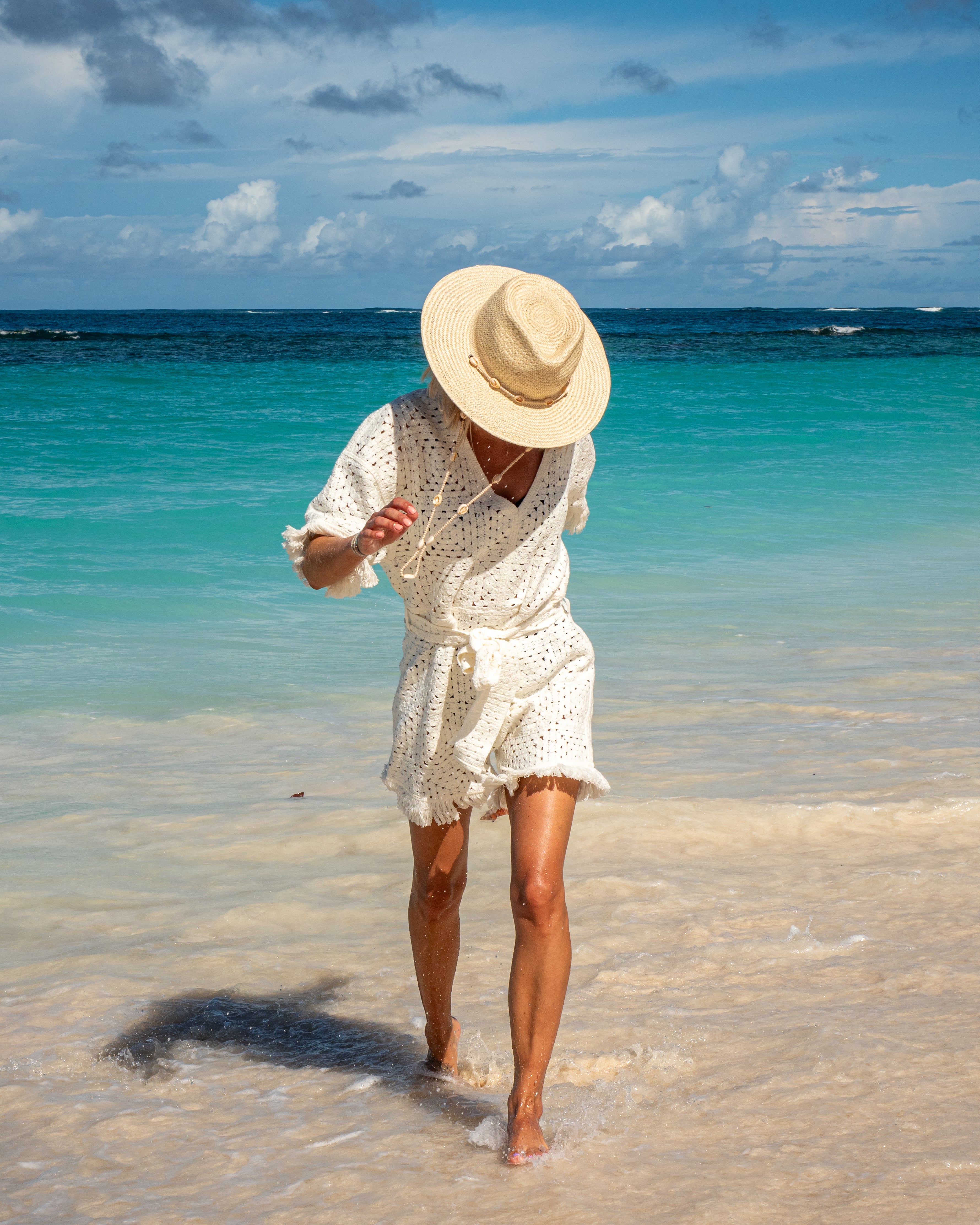 Crochet Fitted Short Jumpsuit White