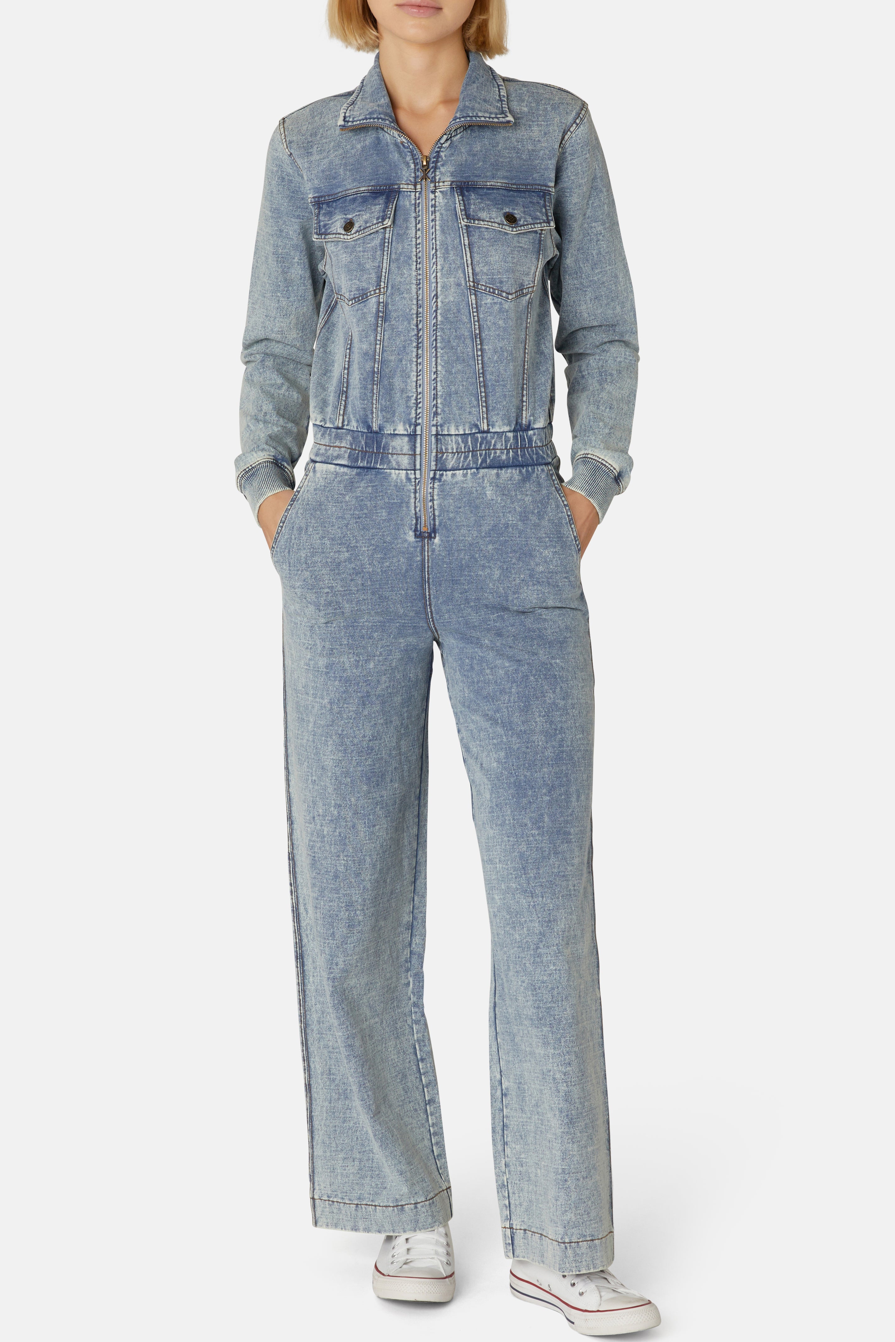 Denim Loose Female Jumpsuit Light Blue