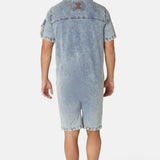 Soft Denim Short Jumpsuit Light Blue