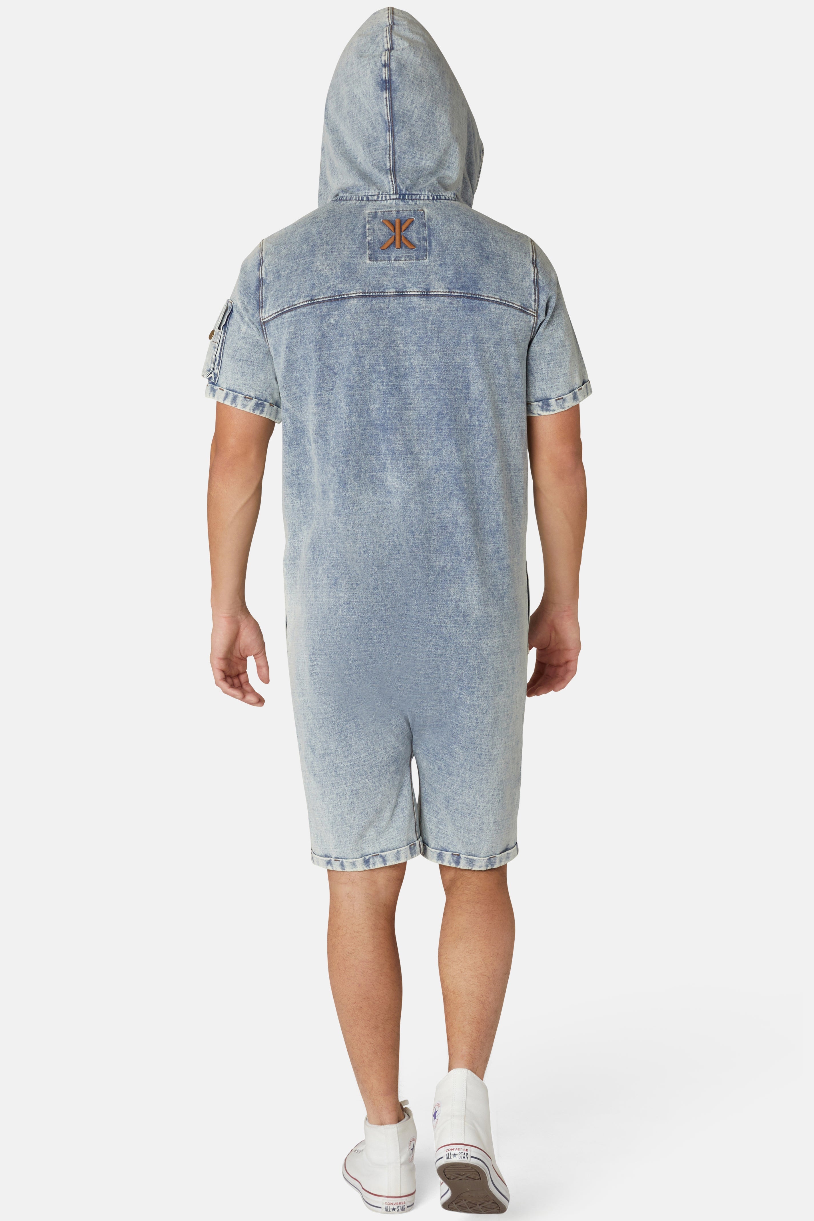 Soft Denim Short Jumpsuit Light Blue