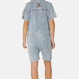 Soft Denim Short Jumpsuit Light Blue