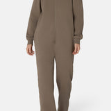 The Straight Leg Jogger Jumpsuit Brown