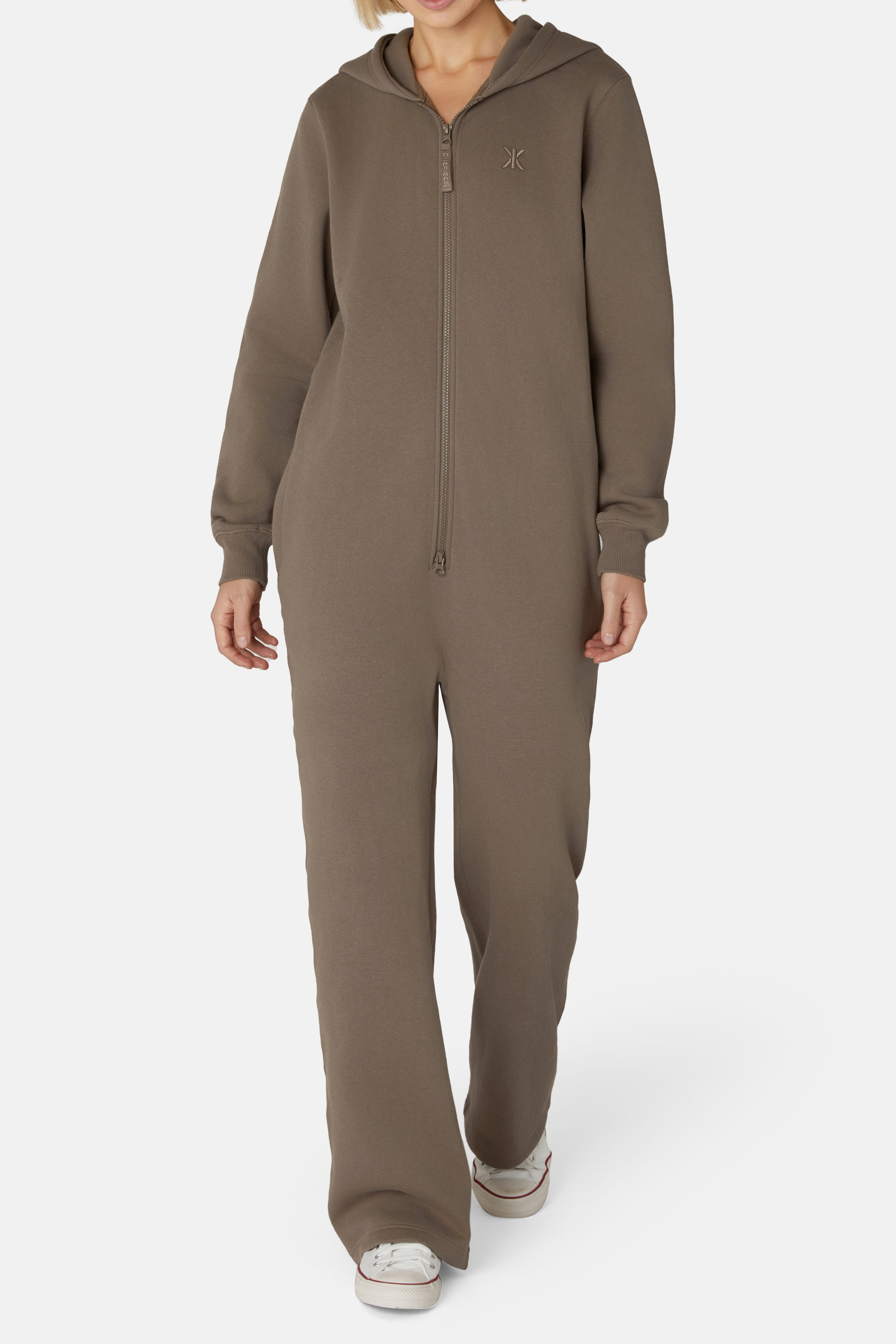 The Straight Leg Jogger Jumpsuit Brown