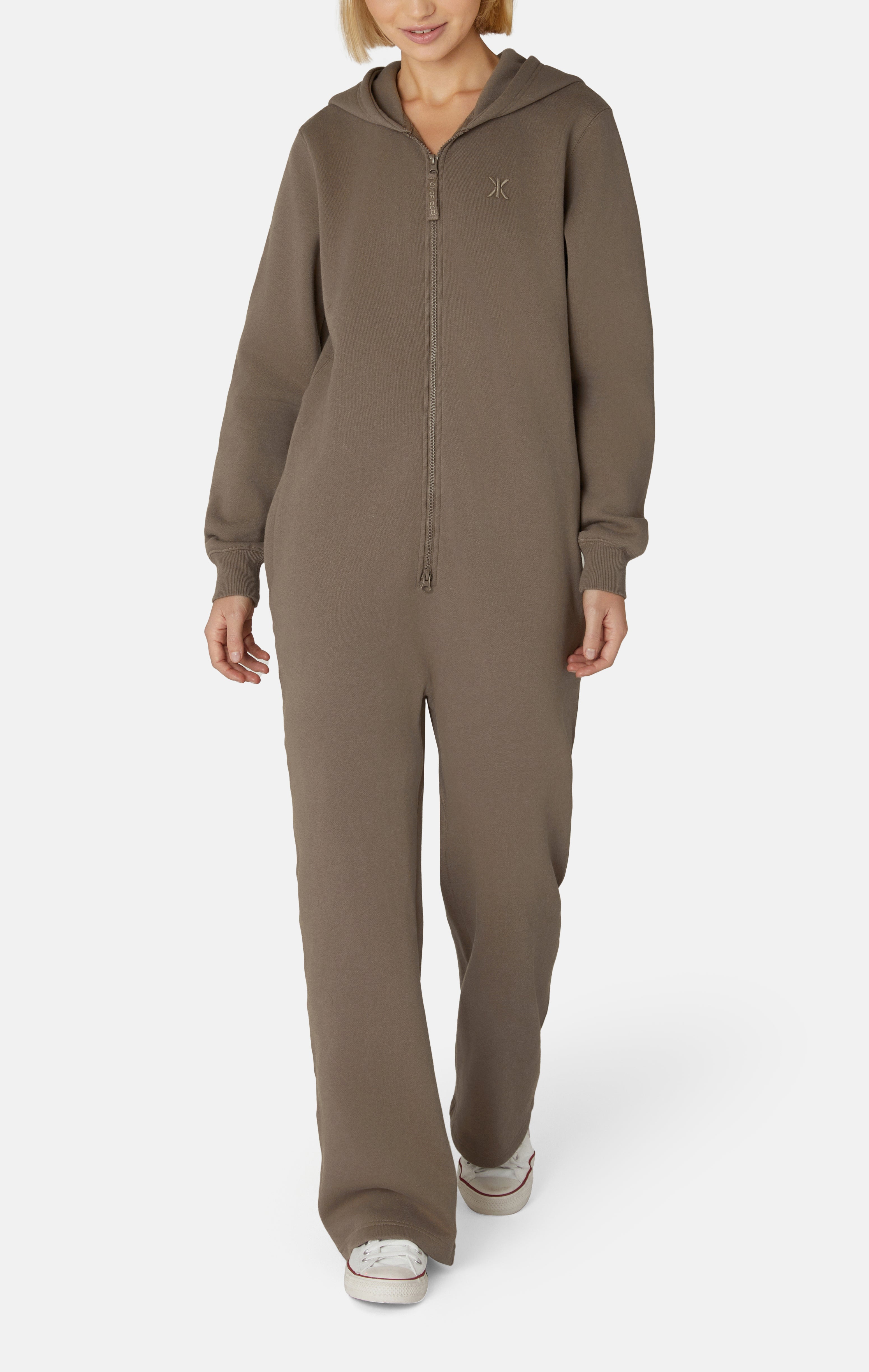 The Straight Leg Jogger Jumpsuit Brown