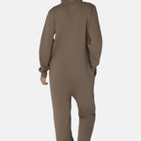 The Straight Leg Jogger Jumpsuit Brown