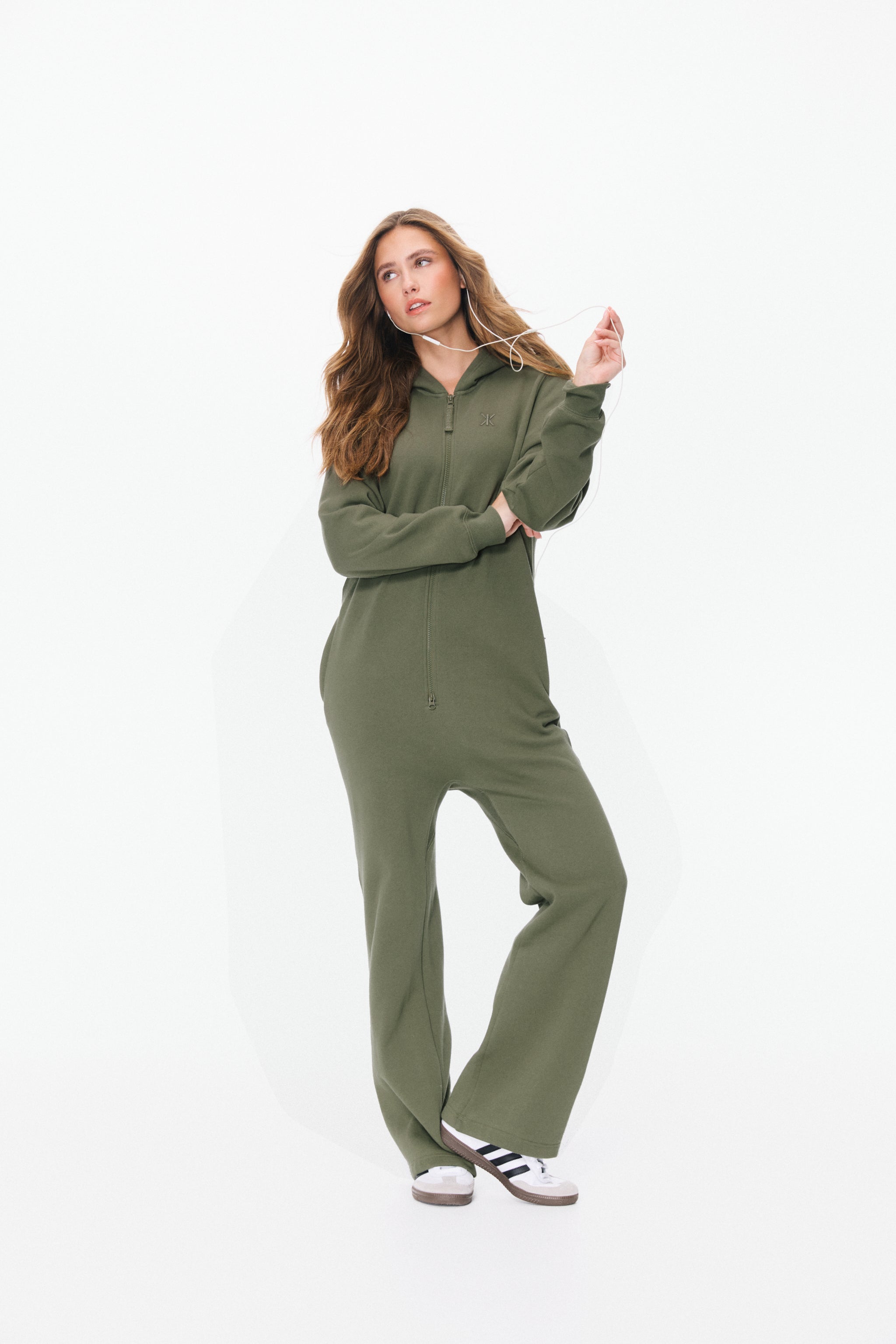 The Straight Leg Jogger Jumpsuit Light Olive