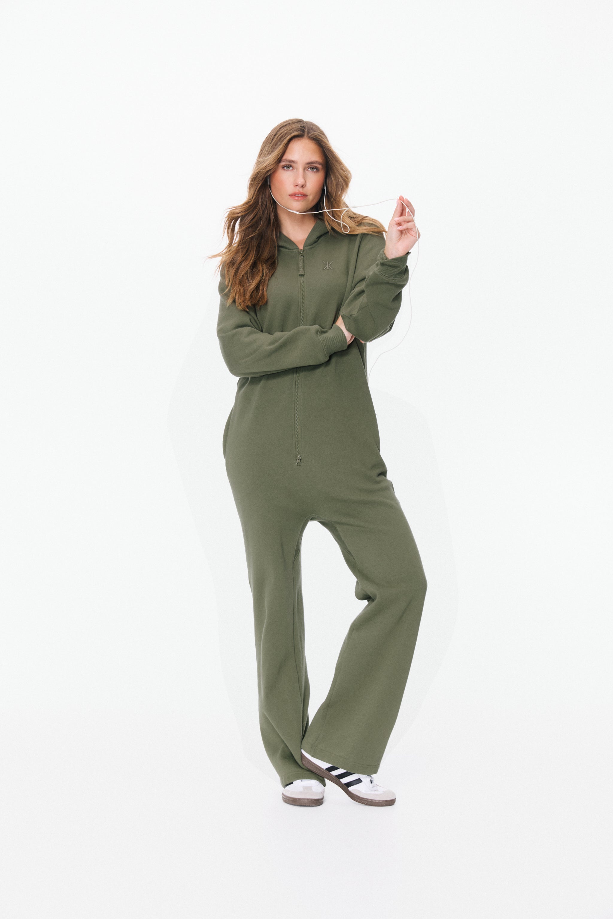 The Straight Leg Jogger Jumpsuit Light Olive