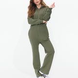 The Straight Leg Jogger Jumpsuit Light Olive