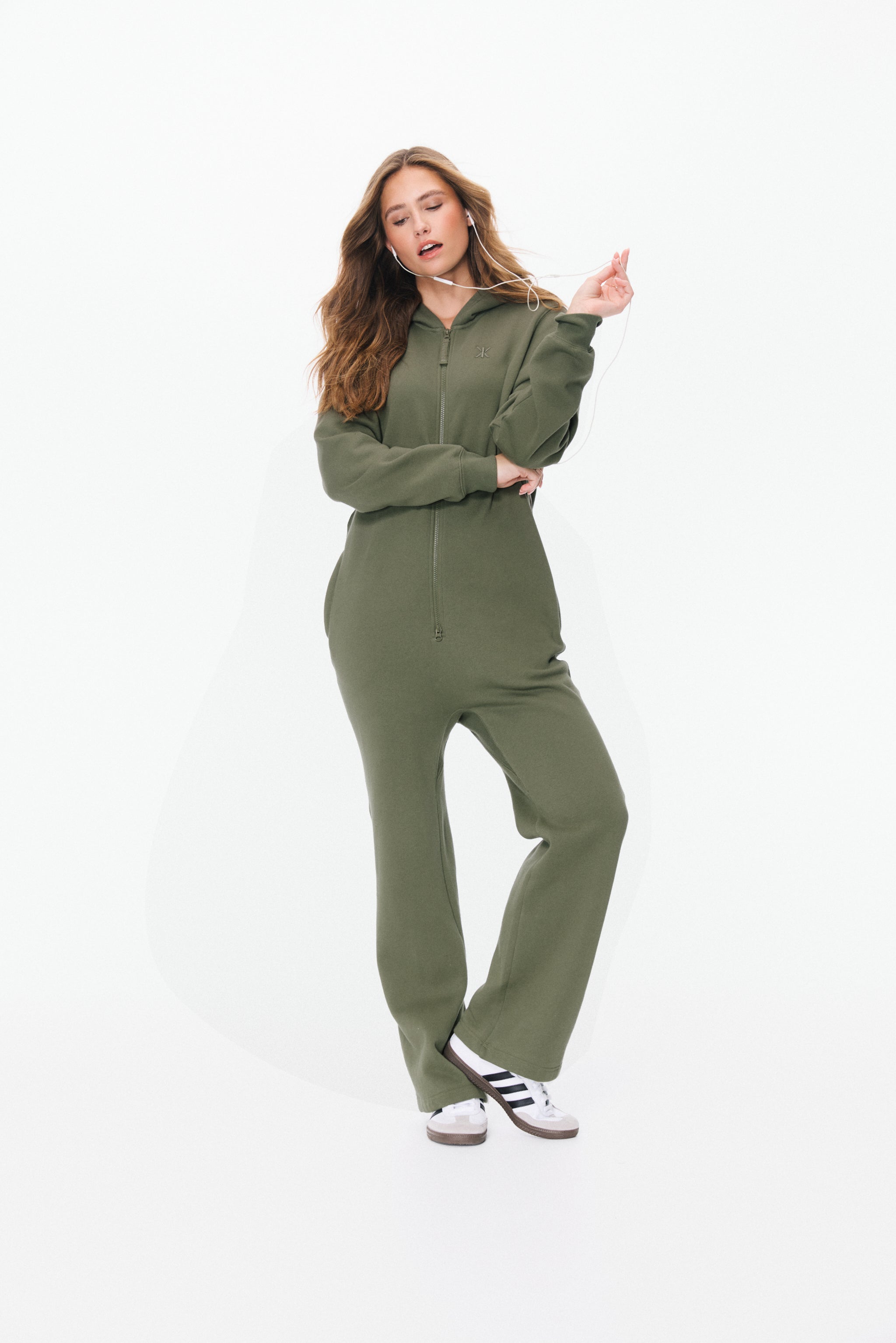 The Straight Leg Jogger Jumpsuit Light Olive