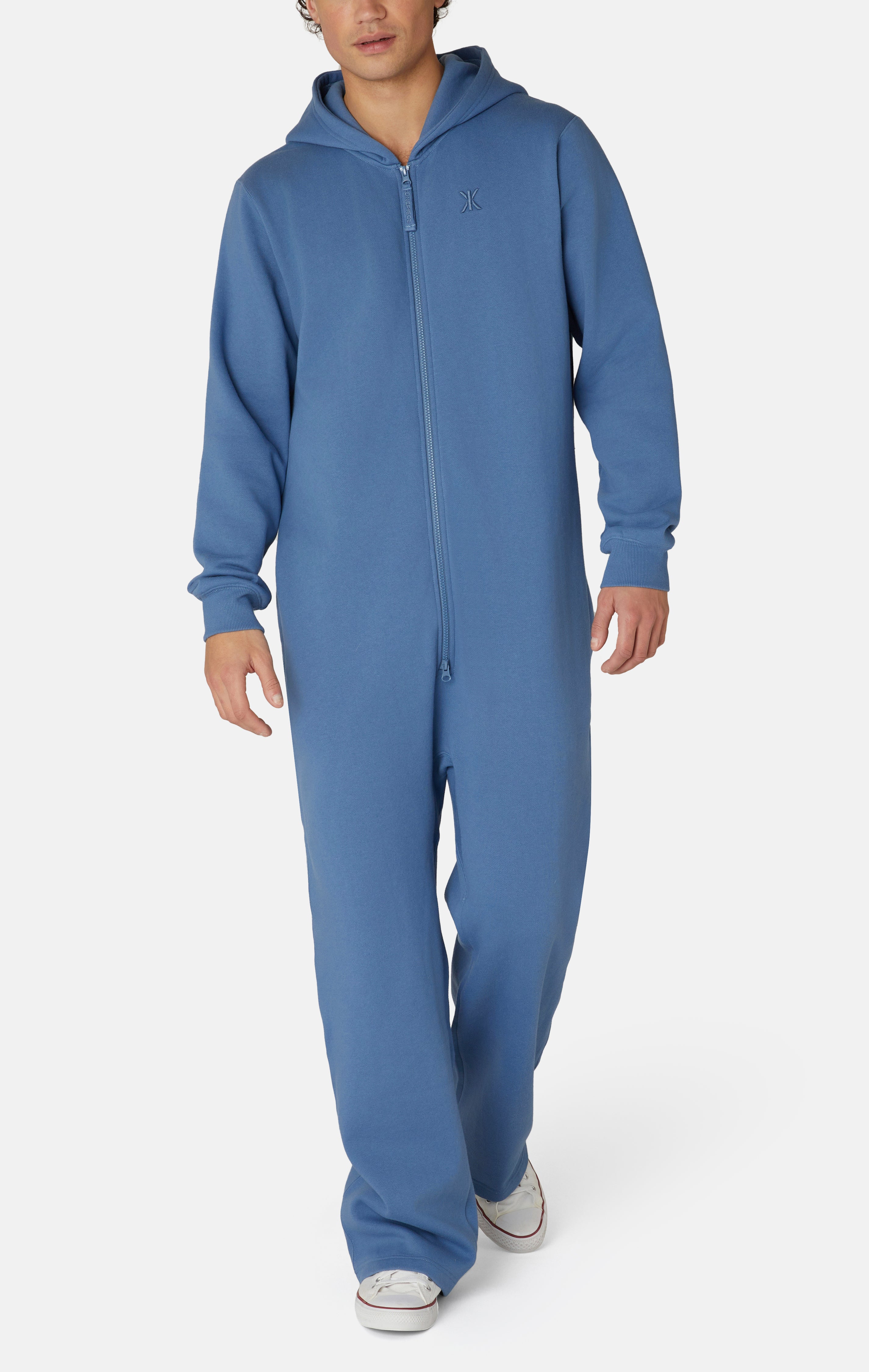 The Straight Leg Jogger Jumpsuit Mid Blue