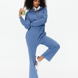 The Straight Leg Jogger Jumpsuit Mid Blue