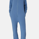 The Straight Leg Jogger Jumpsuit Mid Blue