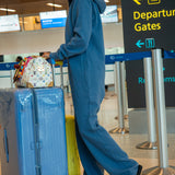 The Straight Leg Jogger Jumpsuit Mid Blue