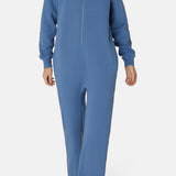 The Straight Leg Jogger Jumpsuit Mid Blue