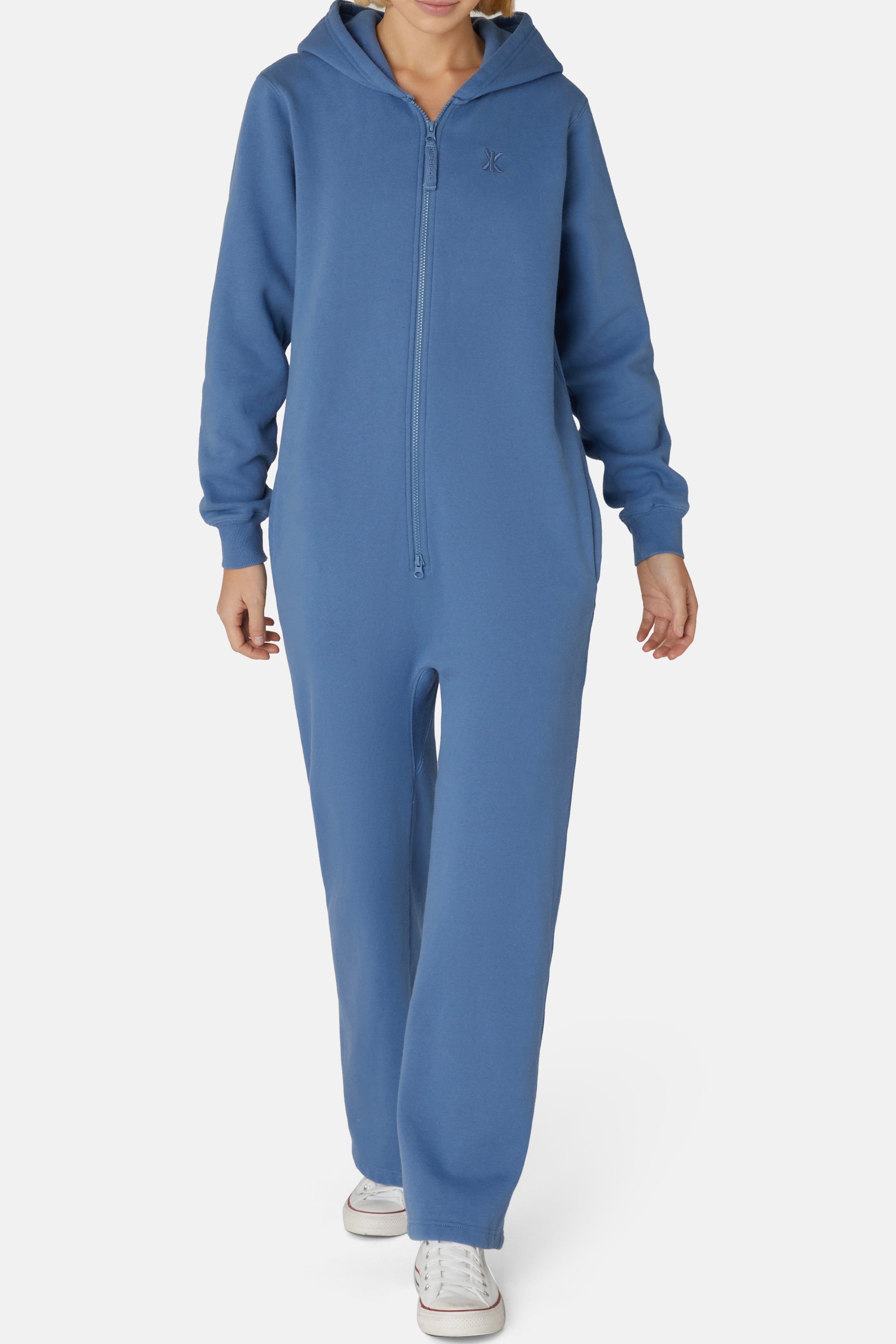 The Straight Leg Jogger Jumpsuit Mid Blue