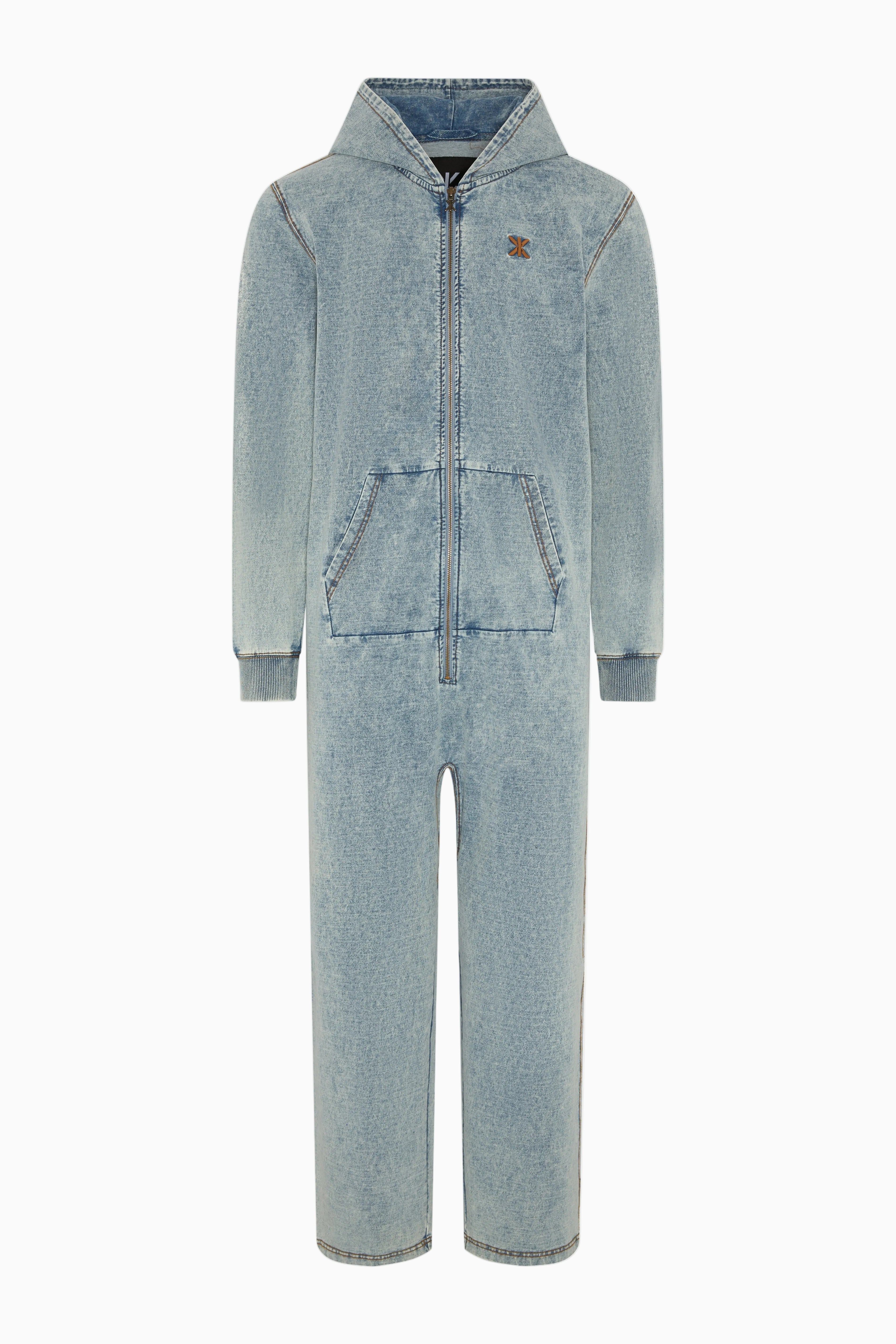 Denim Straight Stretch Jumpsuit Blue