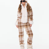 Check Female Jumpsuit Brown