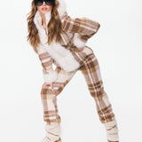 Check Female Jumpsuit Brown