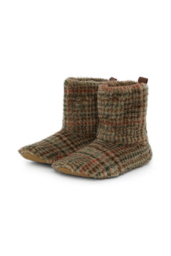 Puppy Slippers Brown Check
