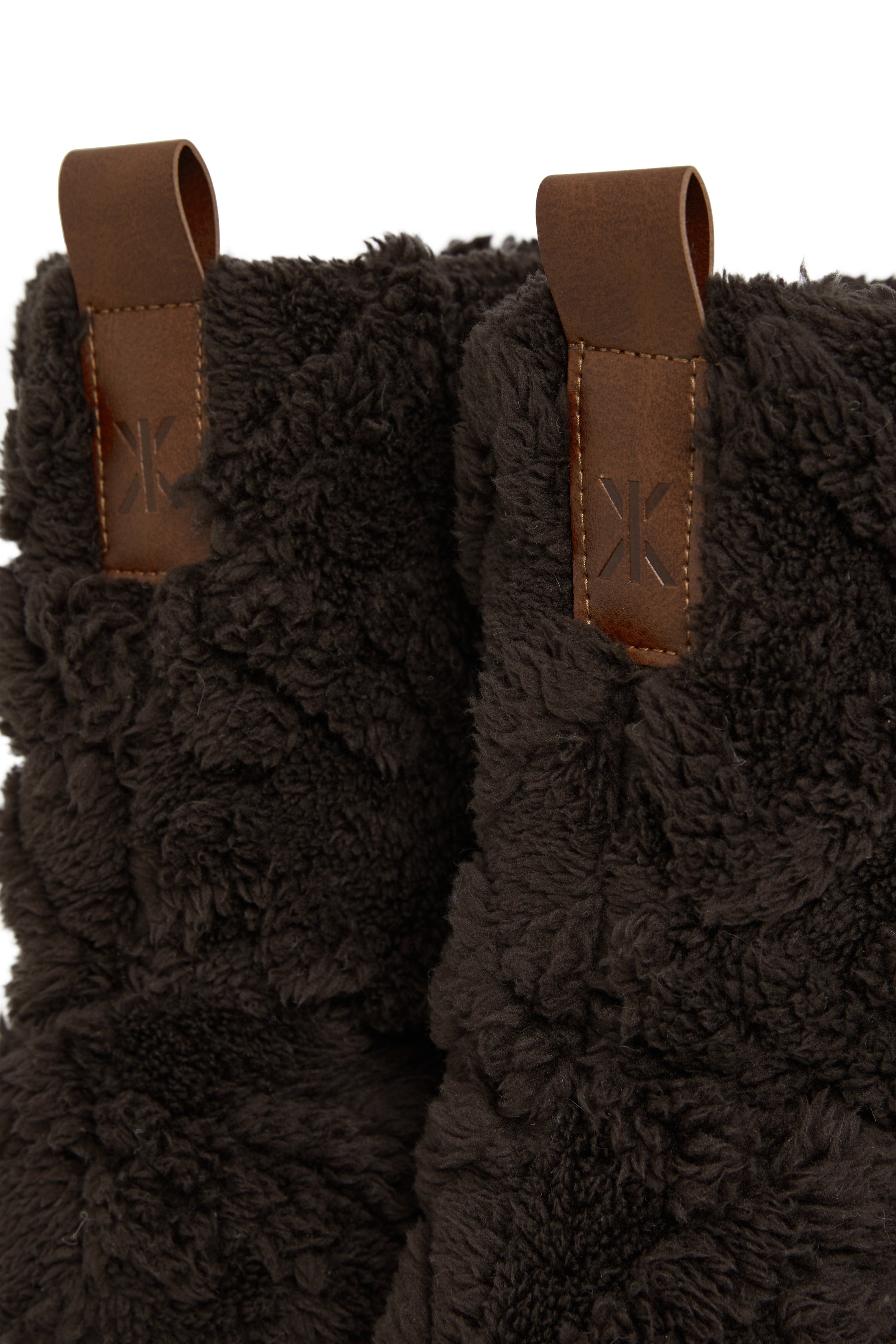 Puppy Cable Slippers Dark Brown