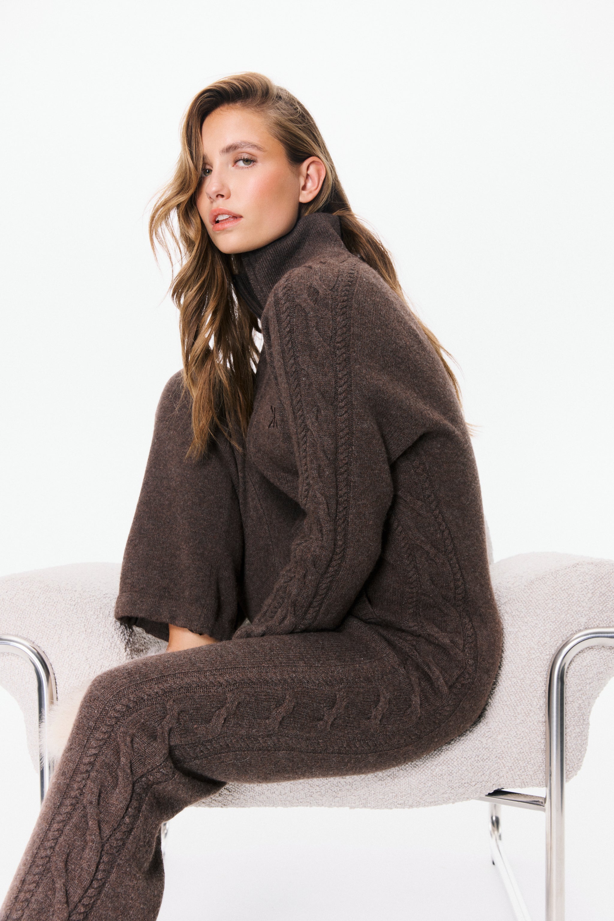 Cable Lux Cashmere Jumpsuit Brown Melange