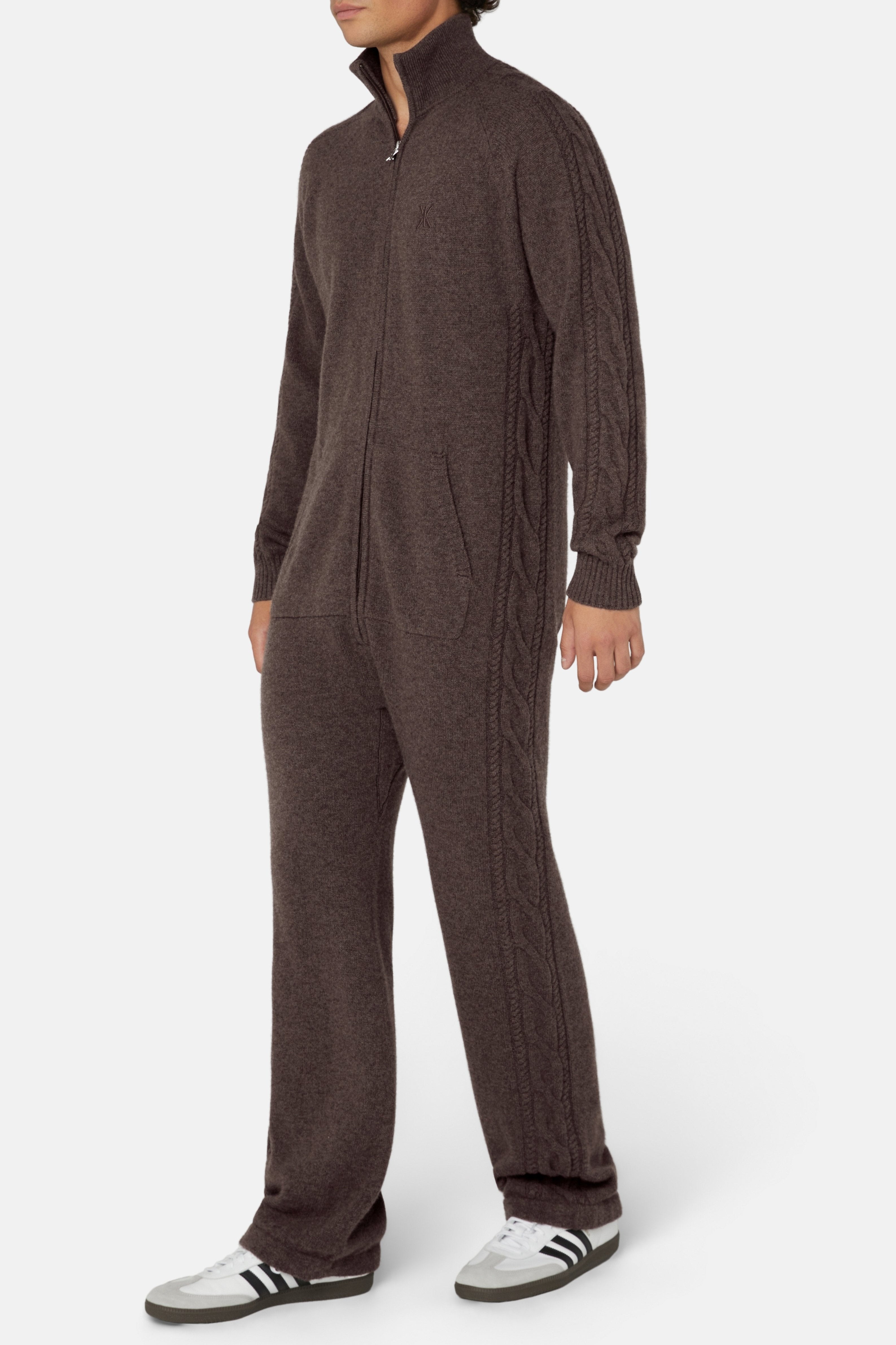 Cable Lux Cashmere Jumpsuit Brown Melange