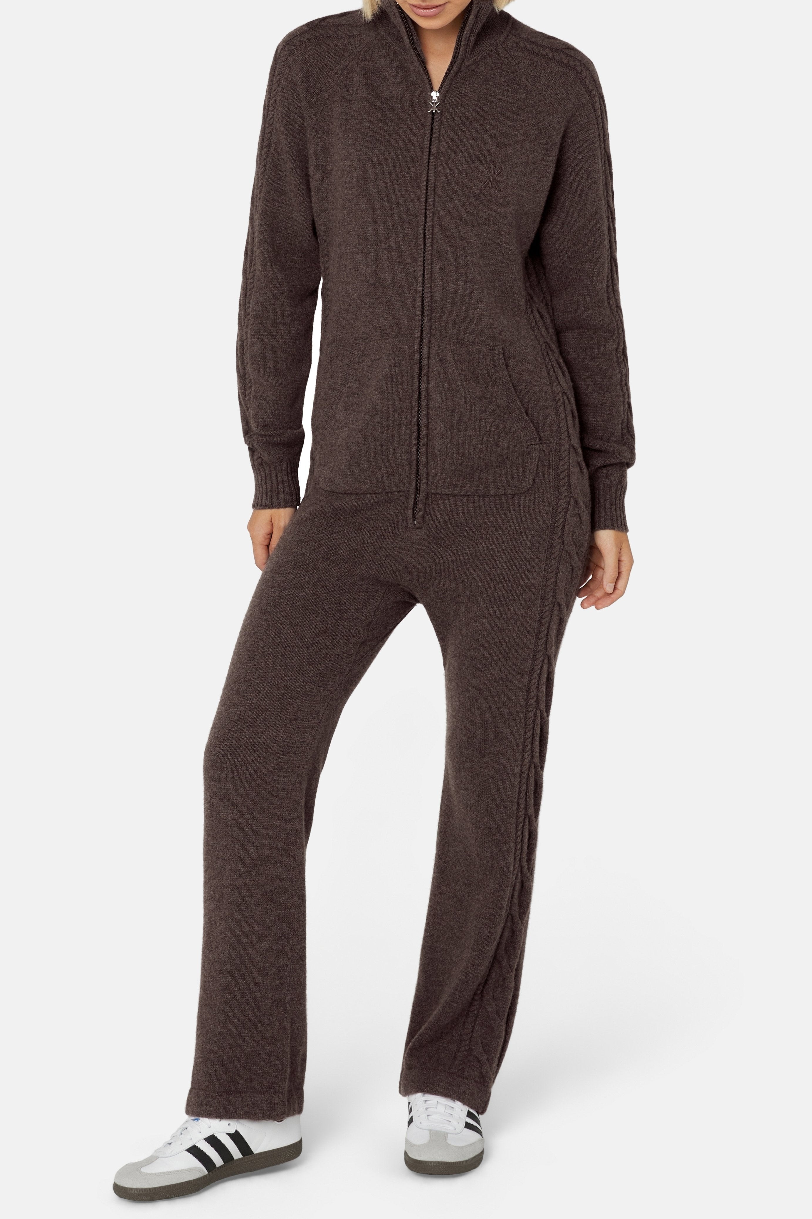 Cable Lux Cashmere Jumpsuit Brown Melange